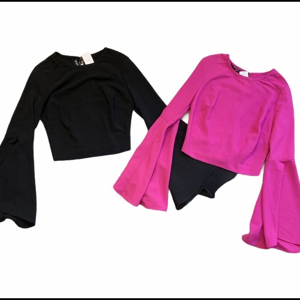 Bebe Bell Sleeve Tops Set of 2 Pink Black 0 NWT